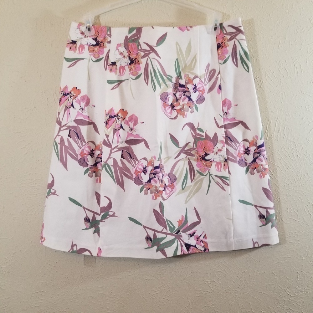 Joe Fresh Floral Pastel Pleat Below Knee Skirt/ 12